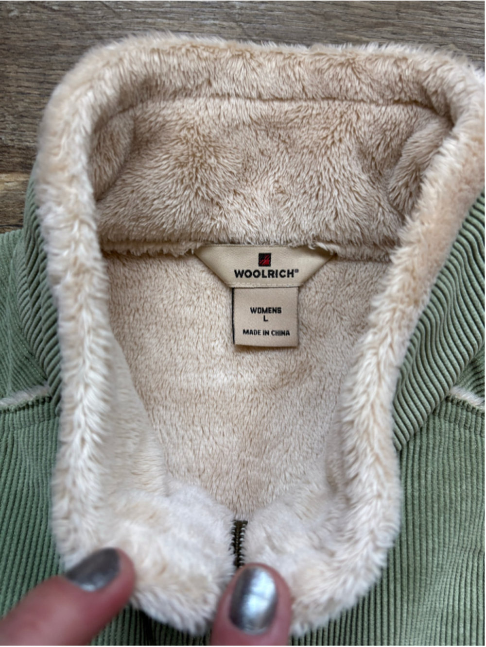 Woolrich Women's Sage Green Corduroy Fleece-Lined Vest - Size L - Picture 3 of 9